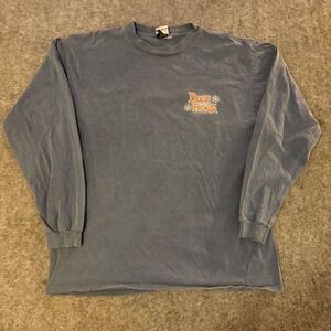 Peace Frogs T Shirt Mens Large Blue Long Sleeve Skiing Frog Graphic Cotton Snow